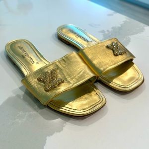 Worn 1x for my birthday!  Louis Vuitton Sandals with dust bags and original box.